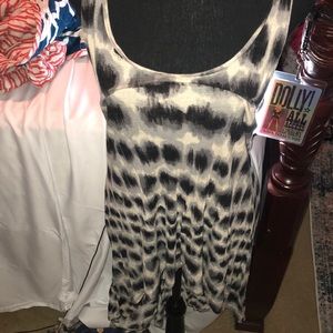 Drip Black White Gray hi low dress